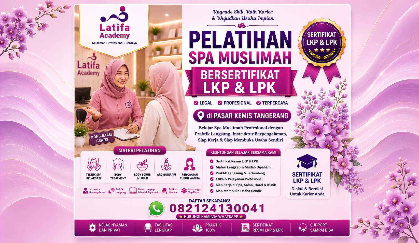Pelatihan Spa Muslimah Bersertifikat LKP dan LPK di Pasar Kemis Tangerang 082124130041